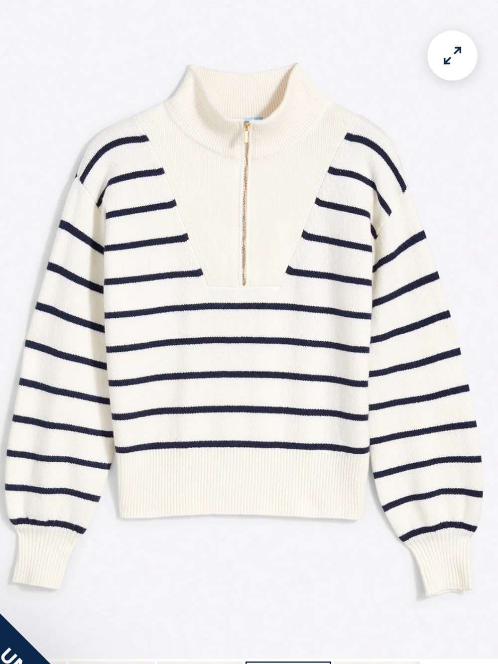 NWT Draper James Quarter-Zip Sweater in Mariner Stripe. Size S - Picture 3 of 9